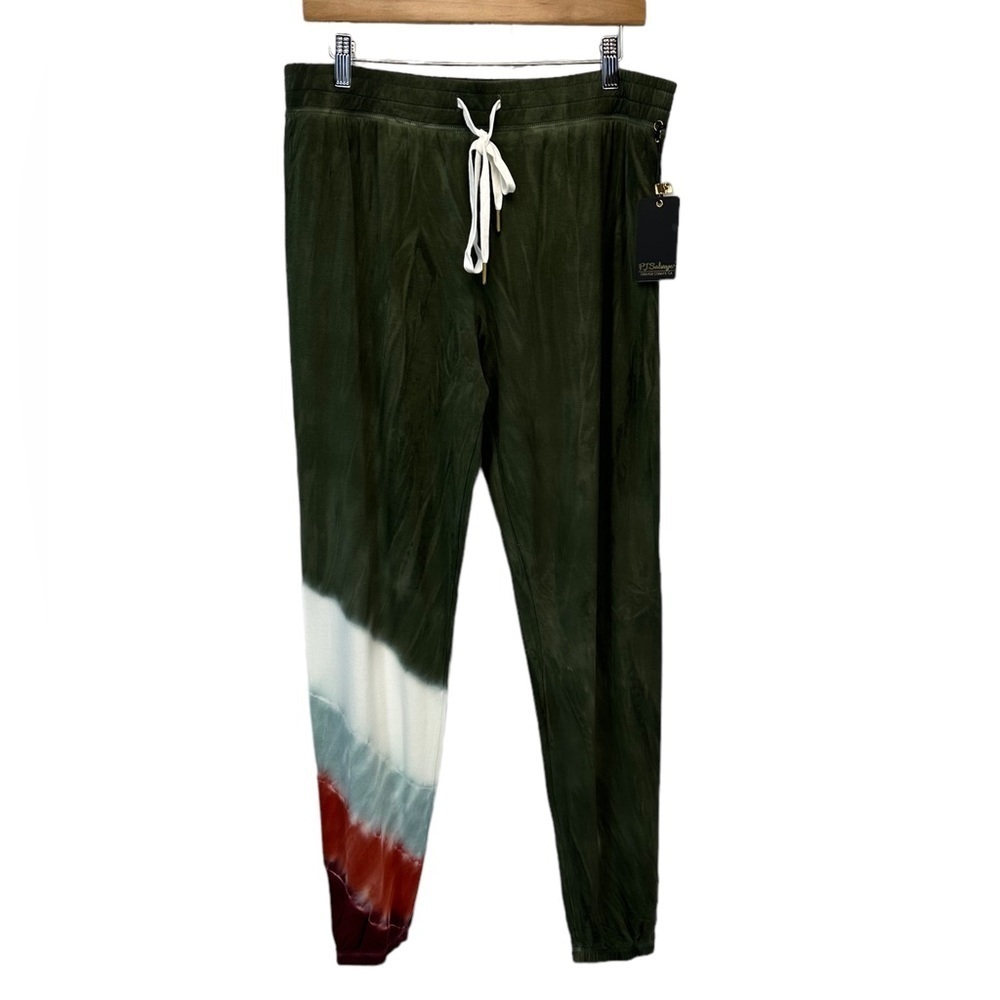 PJ Salvage Drawstring Waist Mountain Bound Tiedye Lounge Sleep Pant -Olive Green